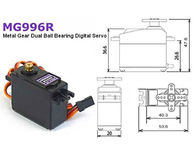 เซอร์โวมอเตอร์ รุ่น MG996R หมุนมาตรฐาน 0-180 องศา เฟืองโลหะ (Servo Motor MG996R Metal Gear High Torque)