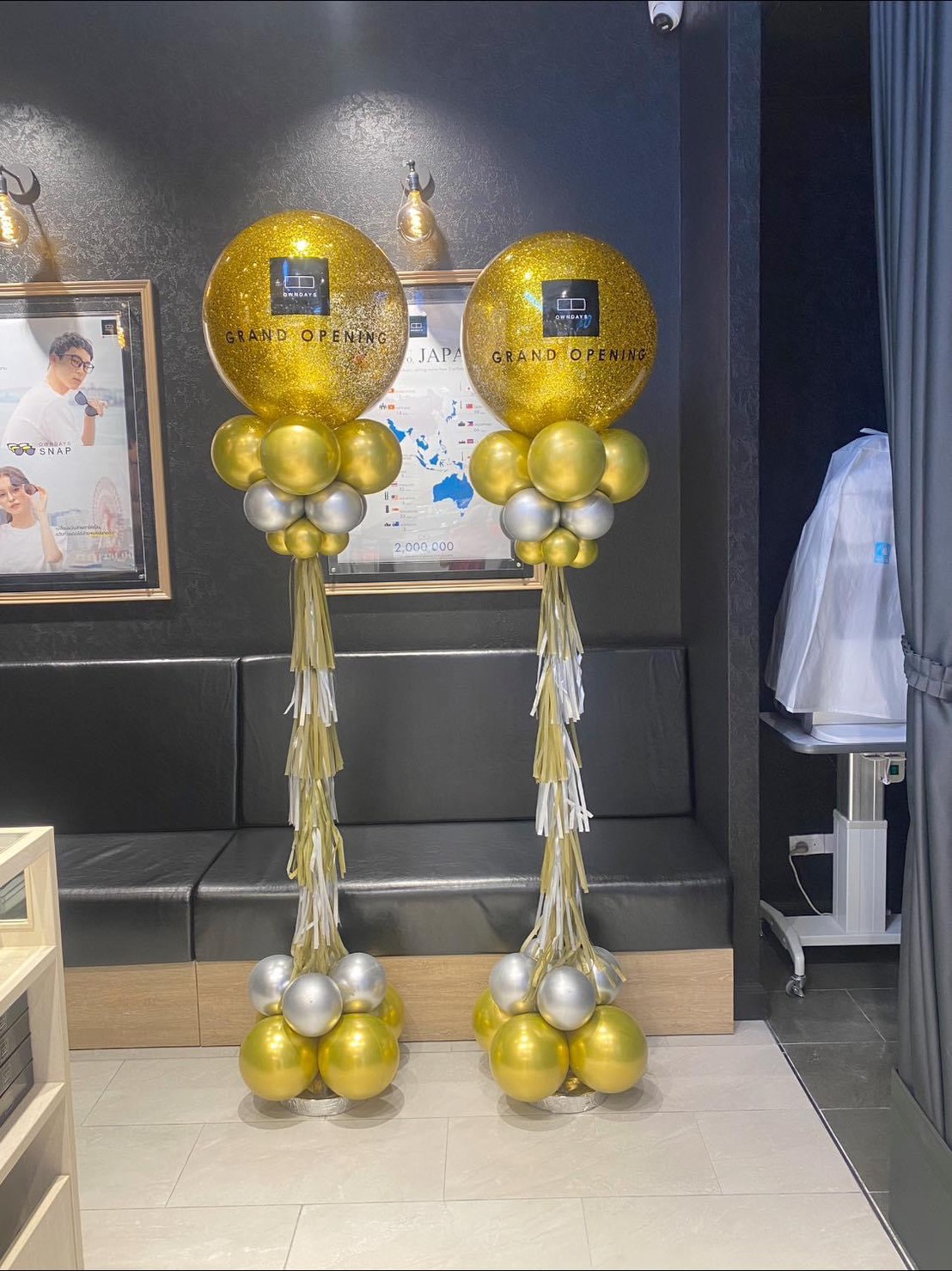 เสาตั้งลูกโป่งเปิดร้านใหม่ขนาด36นิ้ว 2เสา โทนสีเงินทอง