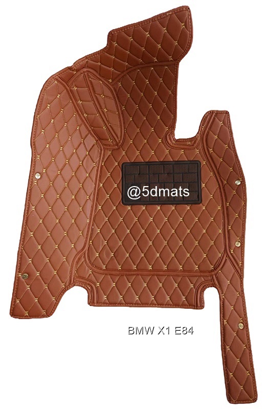 พรมปูพื้นรถยนต์6D BMW X1 E84 (2009-15) พรม6D QJ VIP หนาพิเศษ สีน้ำตาล เต็มคัน (7ชิ้น)