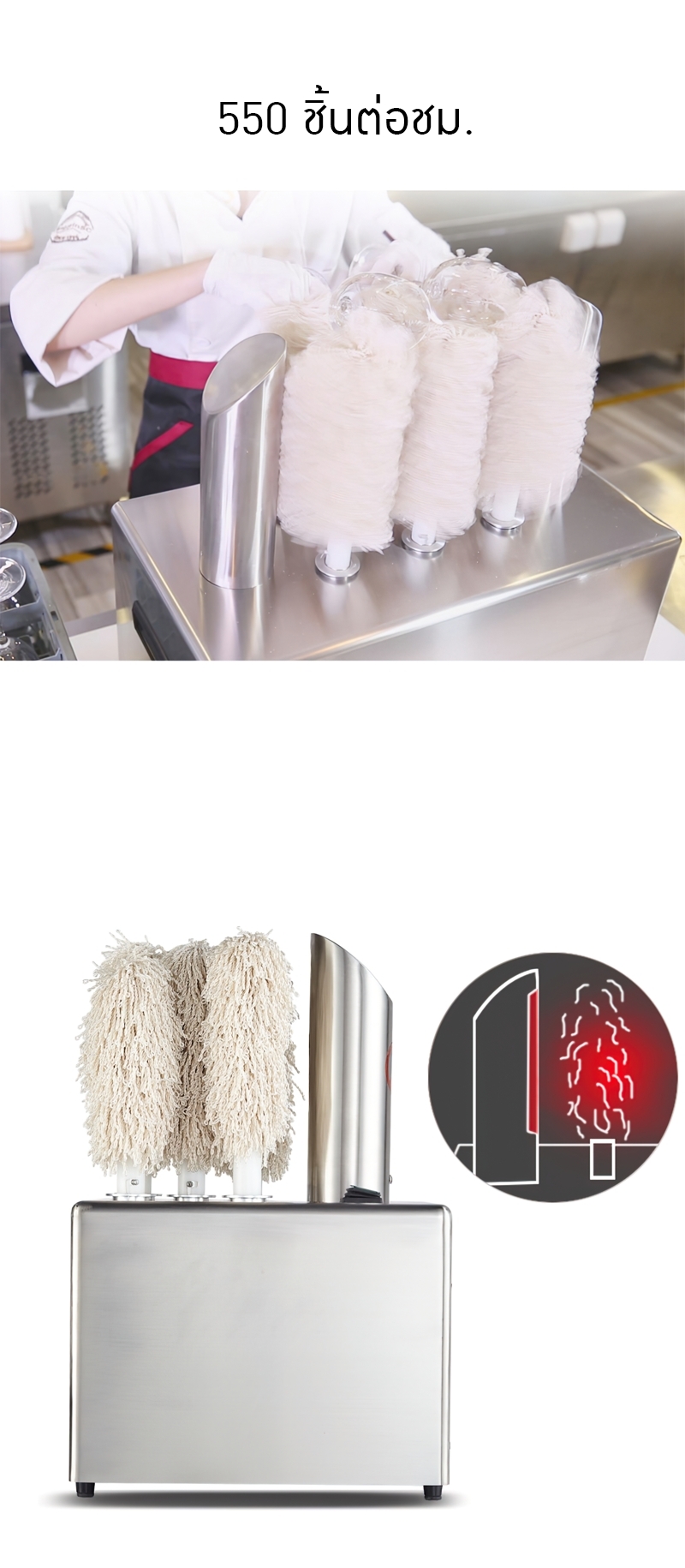 เครื่องเช็ดแก้วไวน์ 5 หัว แบบไฟฟ้า เครื่องเช็ดแก้วไวน์ความเร็วสูง SME LUP-01