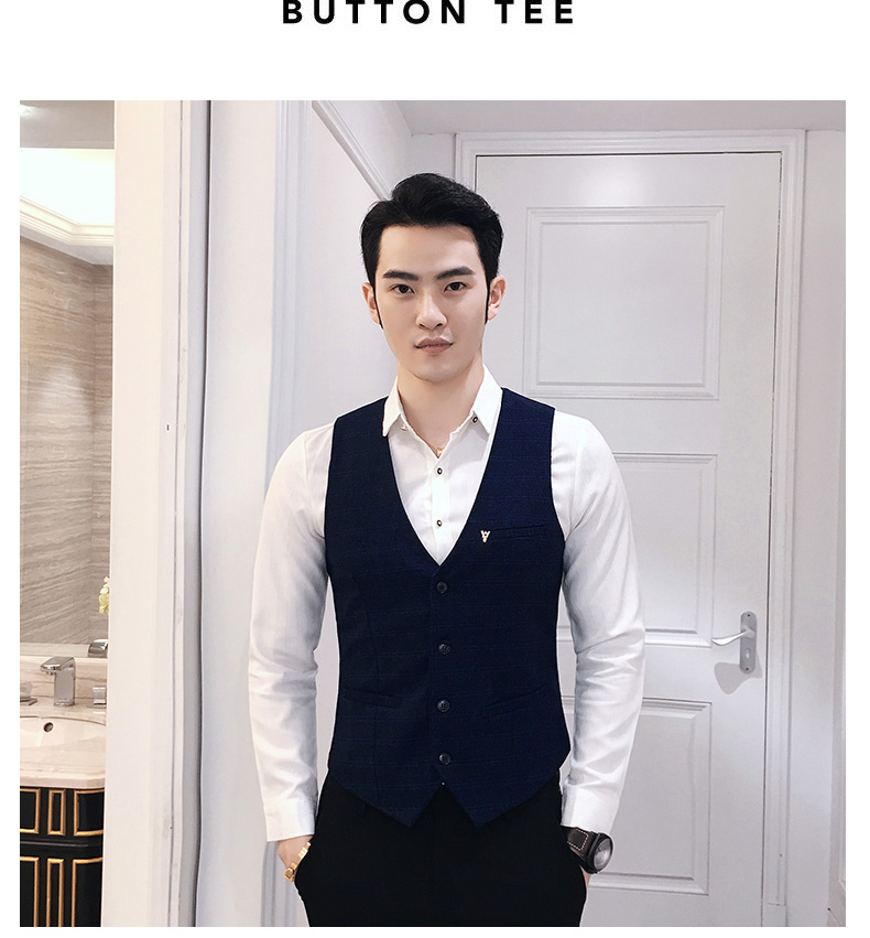 เสื้อกั๊กแฟชั่นเสื้อกั๊กสลิมลายสก๊อต