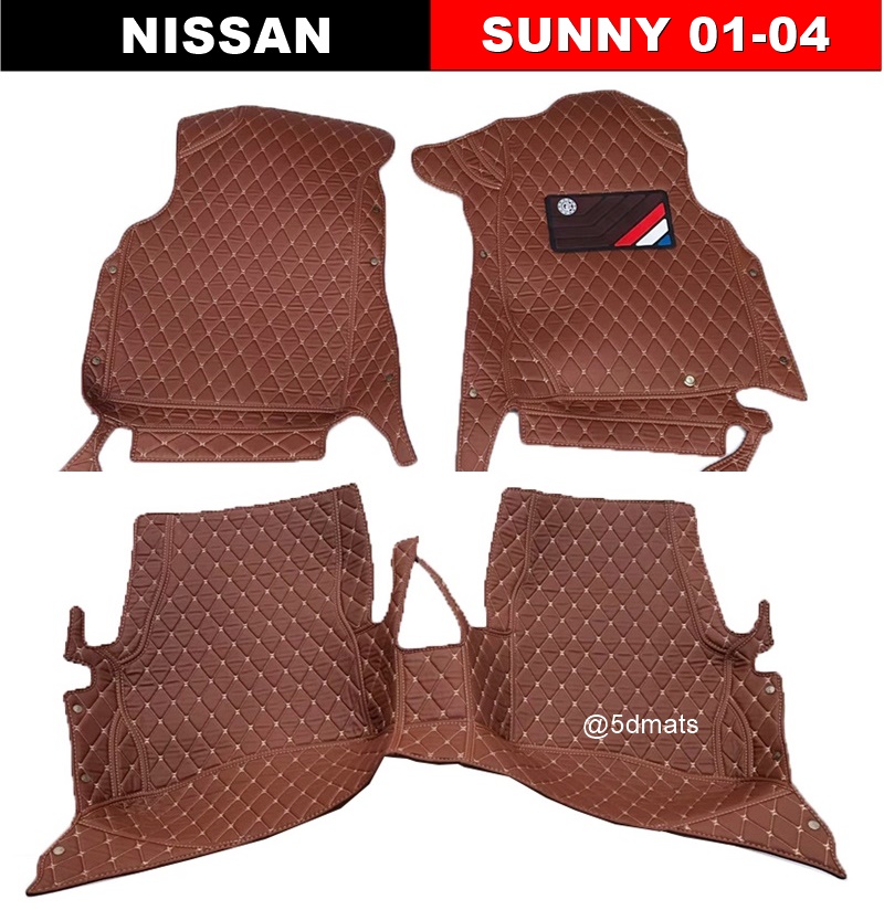 พรมปูพื้นรถยนต์ 6D NISSAN SUNNY (2001-04) พรม6D QX สวยงาม เข้ารูป เต็มคัน 3ชิ้น