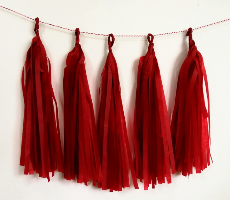 พู่กระดาษ สีแดง (1แพค มี 5 ชิ้น)