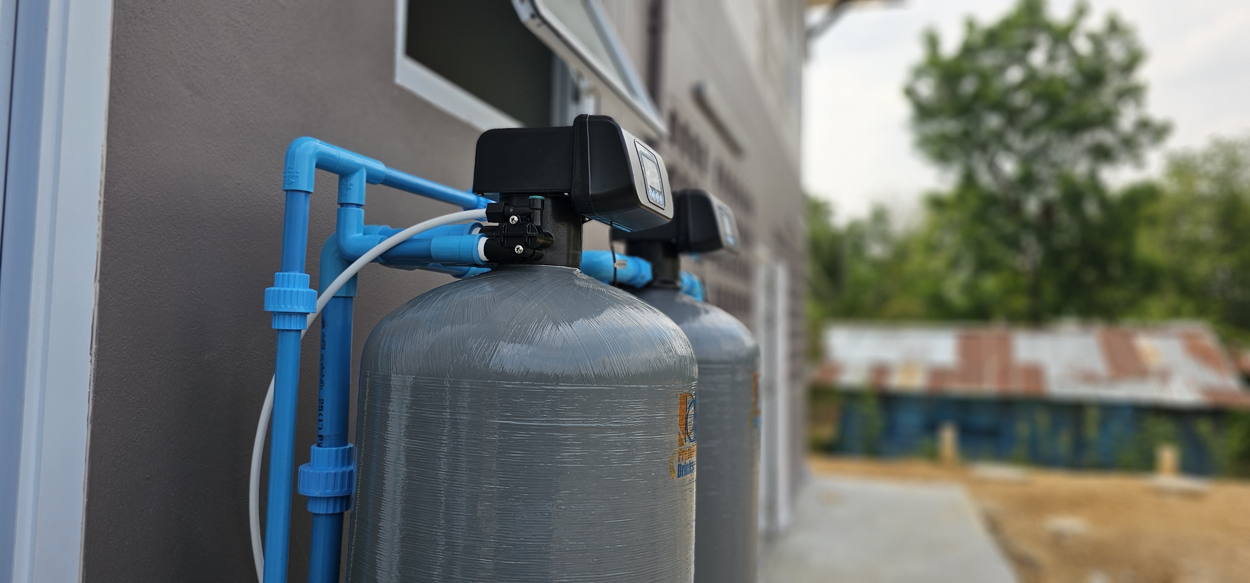 ชุดถังกรองน้ำภายในบ้าน2ถังขนาดจุสาร100ลิตรAUTO+เครื่องกรองน้ำระบบRO