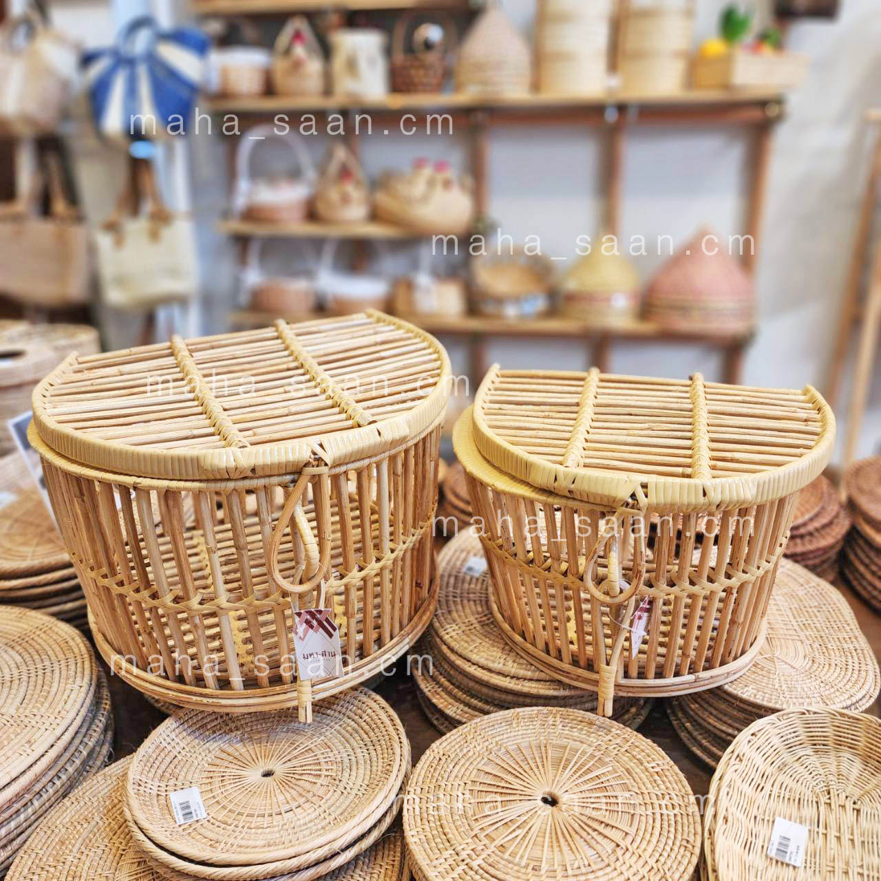 ตะกร้าหวายฝาปิด ตะกร้าใส่ของ ตะกร้ามินิมอล ตะกร้าสัตว์เลี้ยง ตะกร้าท้ายรถ ตะกร้าจักรยาน 🚲