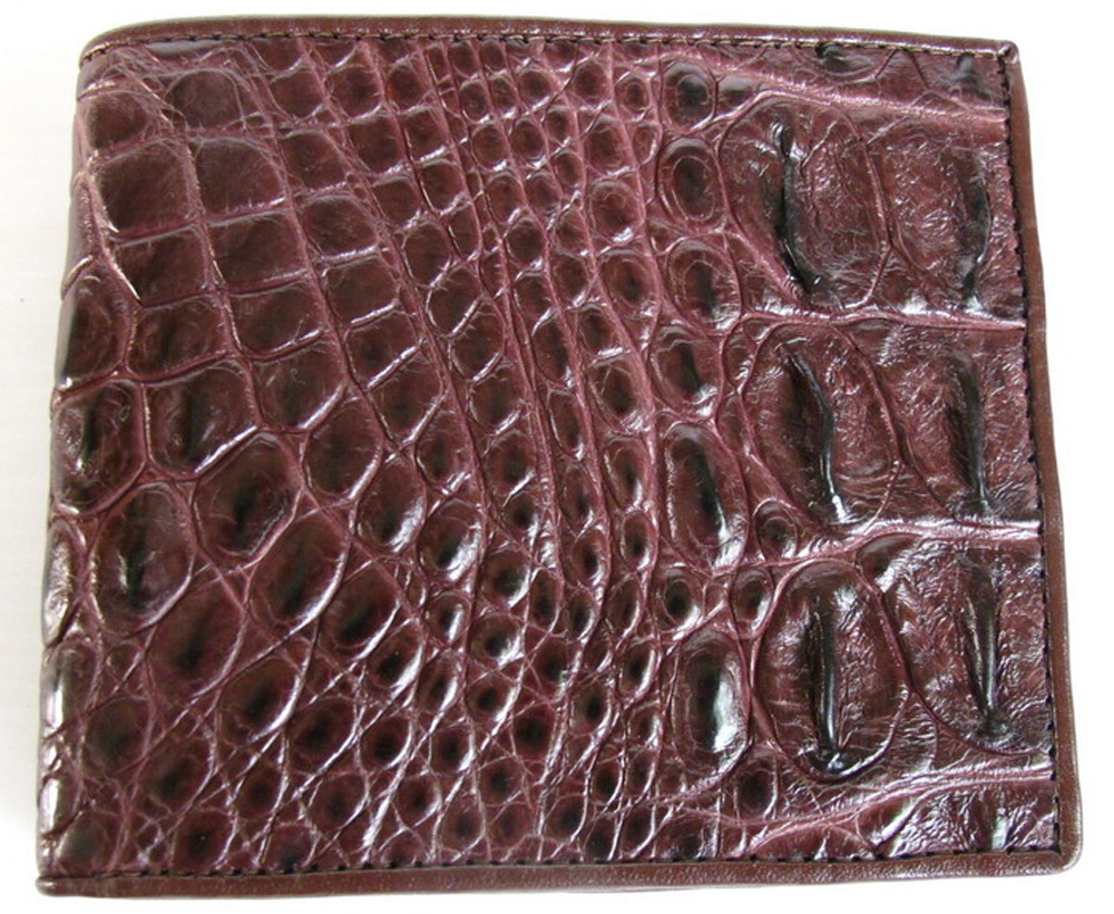 กระเป๋าสตางค์หนังจระเข้แท้ ส่วนกระดูก สีน้ำตาล