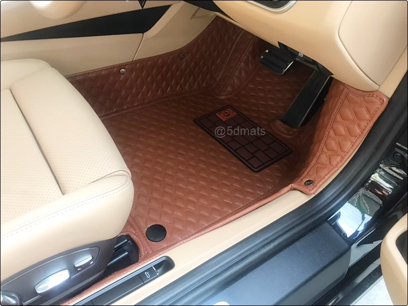 พรมปูพื้นรถยนต์ 5D PORSCHE 911 CarreraS พรมหนัง5D VIP ลายDiamond สีน้ำตาล เต็มคัน 5ชิ้น