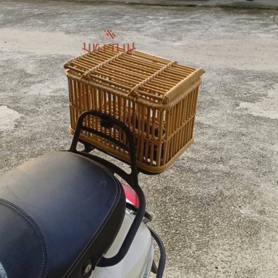 ตะกร้าหวายฝาปิด ตะกร้าใส่ของ ตะกร้ามินิมอล ตะกร้าสัตว์เลี้ยง ตะกร้าท้ายรถ ตะกร้าจักรยาน 🧺