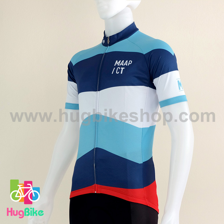 เสื้อจักรยานแขนสั้นทีม MAAP 16 (13) สีฟ้าน้ำเงินขาวแดง