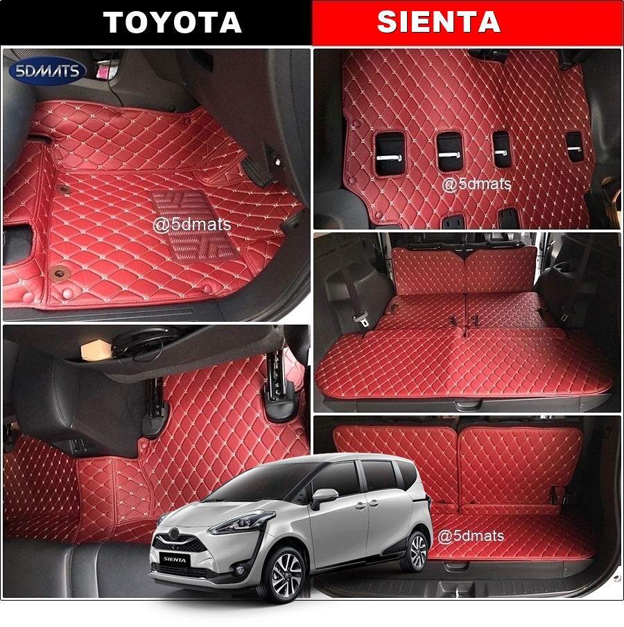 พรมปูพื้นรถยนต์6D TOYOTA SIENTA พรม6D หนังpvcแท้ หนานุ่ม เกรดA เต็มคัน (7ชิ้น) st