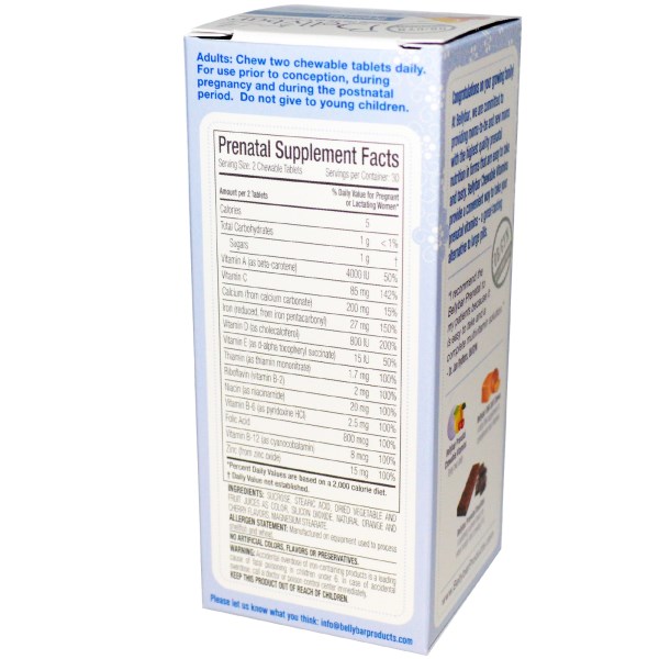 Bellybar, Prenatal Chewable Vitamins, Mixed Fruit Flavor, 60 Chewable Tablets