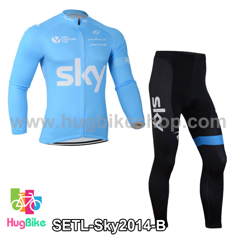 ชุดจักรยานแขนยาวทีม Sky 14 สีฟ้า
