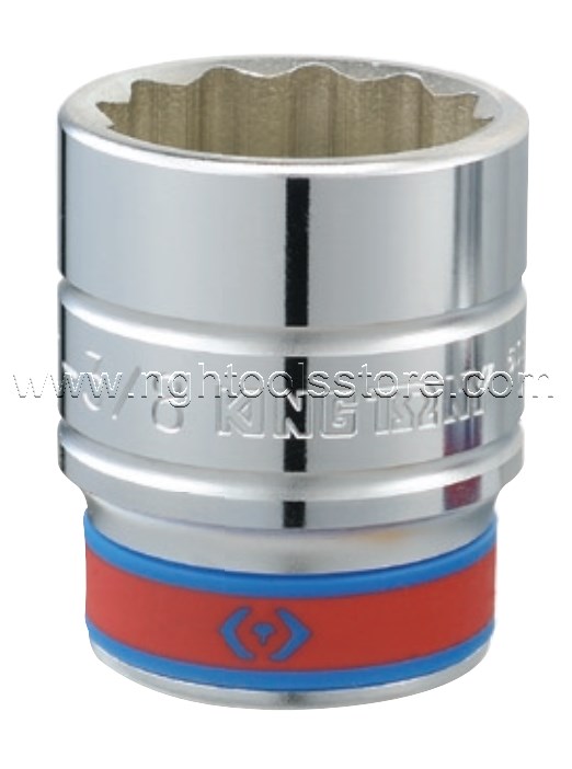 ลูกบ็อก สั้น สีขาว รู3/4 สิบสองเหลี่ยม KING TONY