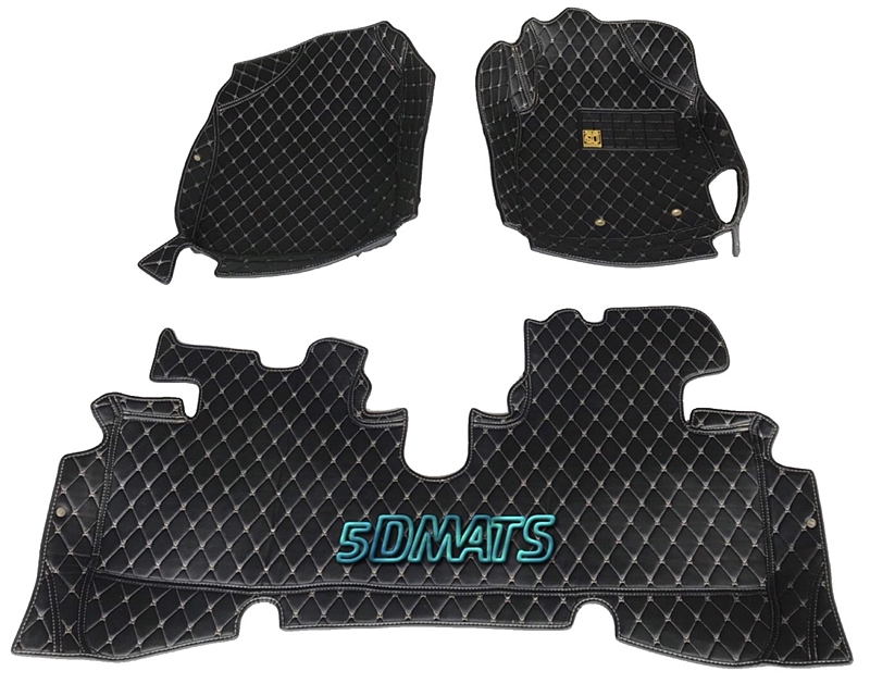 พรมปูพื้นรถยนต์ 6D หนาพิเศษ YARIS 2006-2013 สีดำด้ายครีม รวมแผ่นปูท้าย 4ชิ้น เต็มคัน