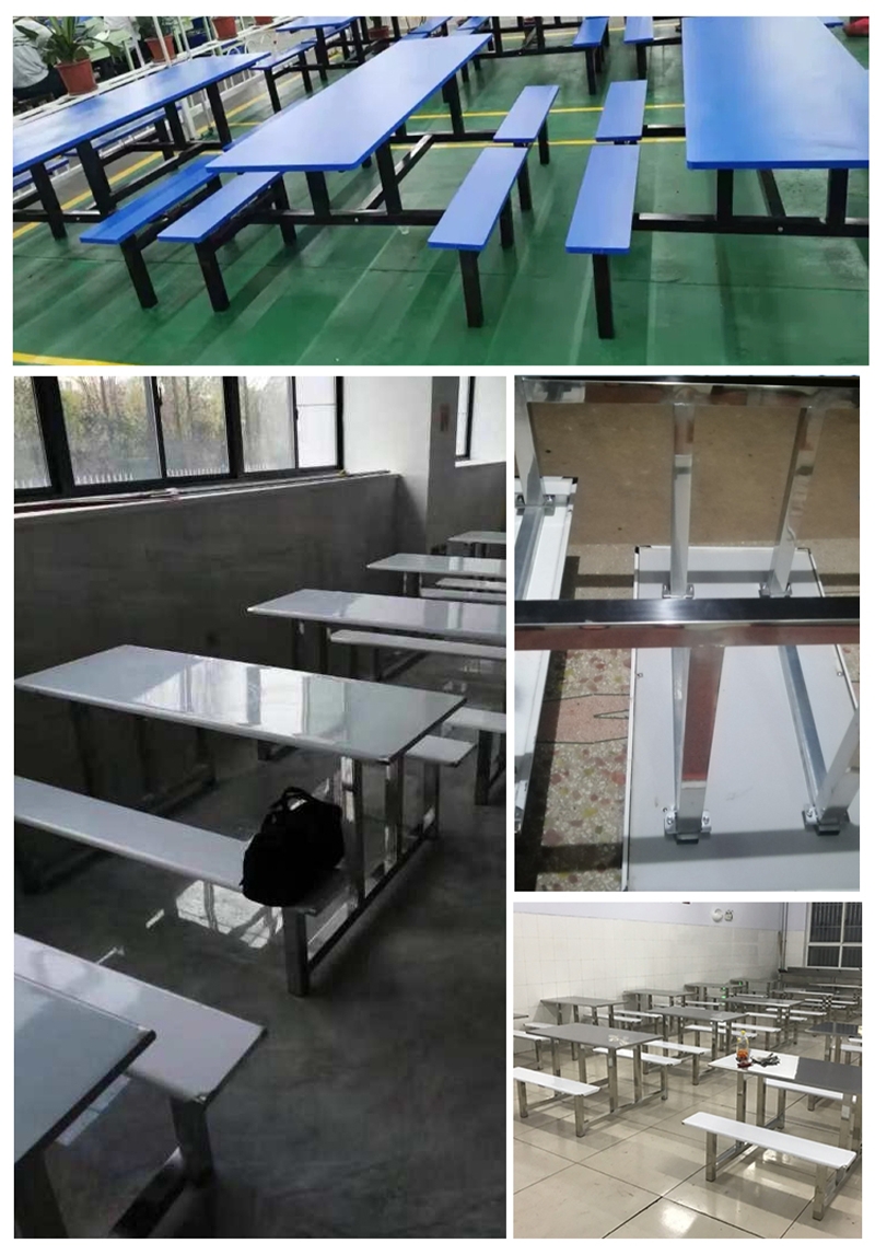 ชุดโต๊ะอาหารโรงอาหารสแตนเลส (แบบติดม้านั่ง)