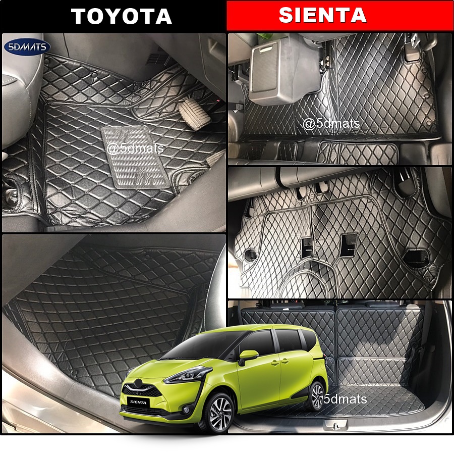 พรมปูพื้นรถยนต์6D TOYOTA SIENTA พรม6D หนังpvcแท้ หนานุ่ม เกรดA เต็มคัน (7ชิ้น) st