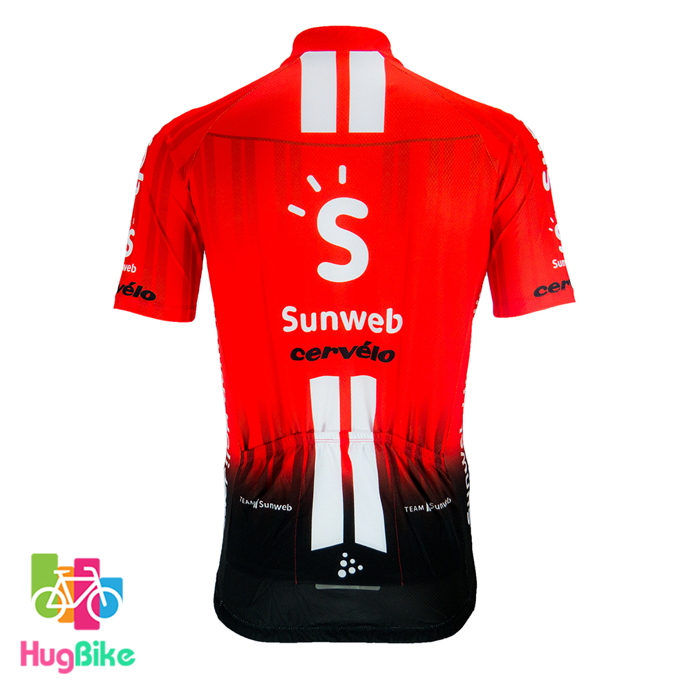 เสื้อจักรยานแขนสั้นทีม Sunweb 19 (01) สีแดงดำ