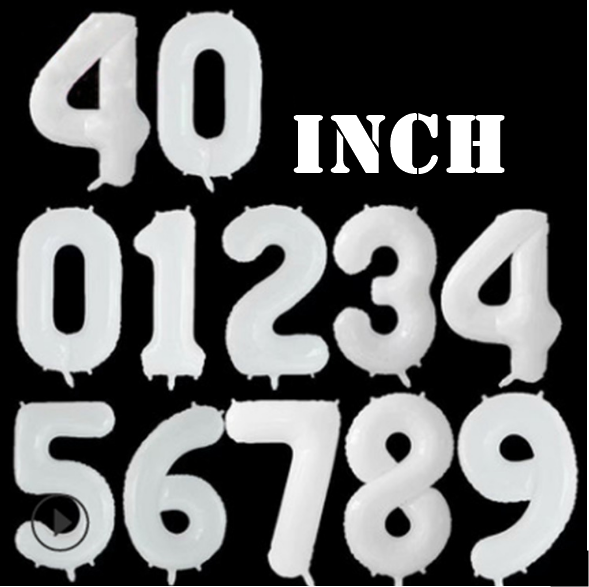 ฟอยตัวเลข ขนาด40 นิ้วเลข 0-9 สีขาว