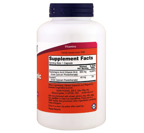 Now Foods, Pantothenic Acid, 500 mg, 250 Capsules