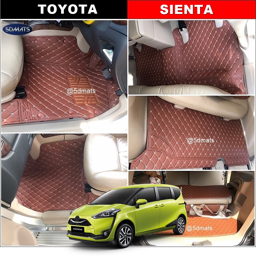 พรมปูพื้นรถยนต์6D TOYOTA SIENTA พรม6D หนังpvcแท้ หนานุ่ม เกรดA เต็มคัน (7ชิ้น) st