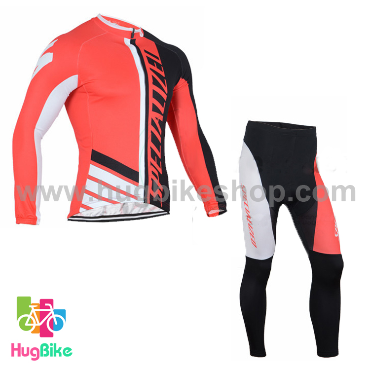 ชุดจักรยานแขนยาวทีม Specialized 16 (01) สีแดงดำขาว