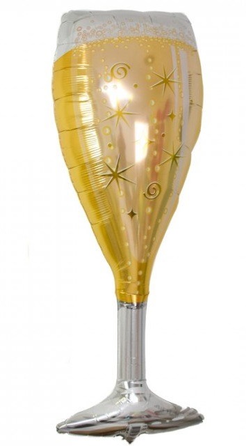 ลูกโป่งแก้วไวน์ สีทอง / Gold Wine Glass Foil balloon