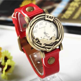 Carolaneshop Womage Beautiful Fashion Simple Watch Ladies Leather Belt Watch For Gift