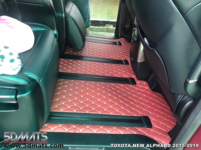 พรมปูพื้นรถยนต์6D TOYOTA ALPHARD (ปี2015-2020) หนาพิเศษ สีไวน์แดง เต็มคัน