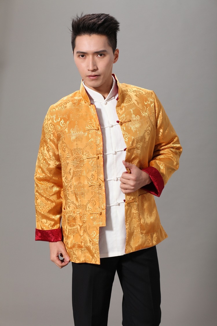 เสื้อจีนผู้ชาย โทนแดงทอง