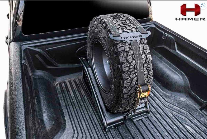 แร็ควางยางอะไหล่รุ่น VERTICAL TIRE CARRIER (NOT INCLUDING ROPE) สามารถปรับขนาดให้เข้ากับท้ายกระบะได้