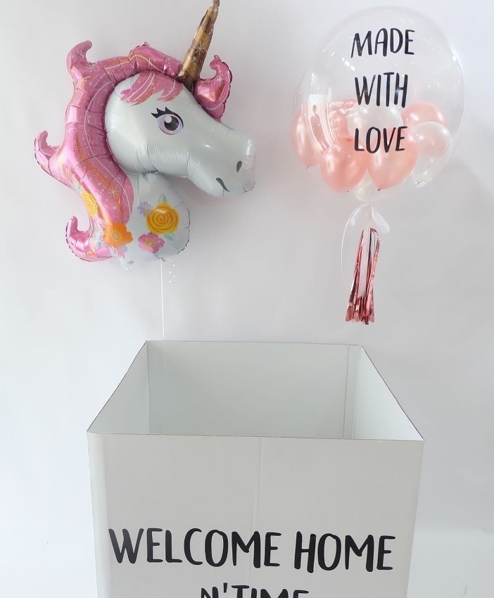 เซทเซอร์ไพร์สบ็อกลูกโป่งขนาด24นิ้ว + หัวม้ายูนิคอร์น1หัว / Set Surprise box Balloon24"+ Unicorn