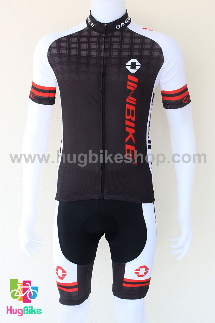 ชุดจักรยานแขนสั้นทีม INBIKE 16 (01) สีดำขาวแดง