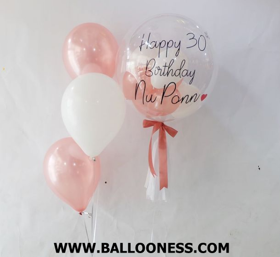 เซทลูกโป่งบับเบิ้ล พร้อมช่อ3ลูก 1ช่อ / Bubble Balloon + 1bunch