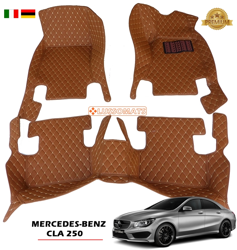 พรมปูพื้นรถยนต์ BENZ CLA W117 พรม 6D สีน้ำตาล เต็มคัน (3ชิ้น)