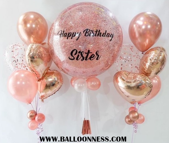 เซทลูกโป่งกลิตเตอร์ขนาด36นิ้ว+ช่อ5ลูก2ช่อ โทนโรสโกล / Set Gitter Balloon36"+2ิbunch Rose Glod tone