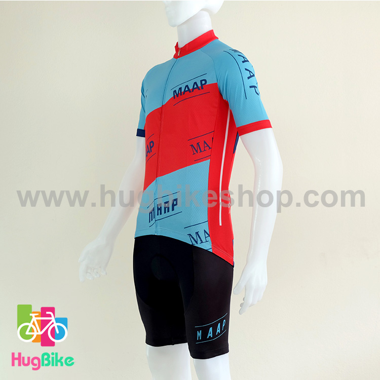ชุดจักรยานแขนสั้นทีม MAAP 16 (12) สีฟ้าแดงหลังน้ำเงินแดง