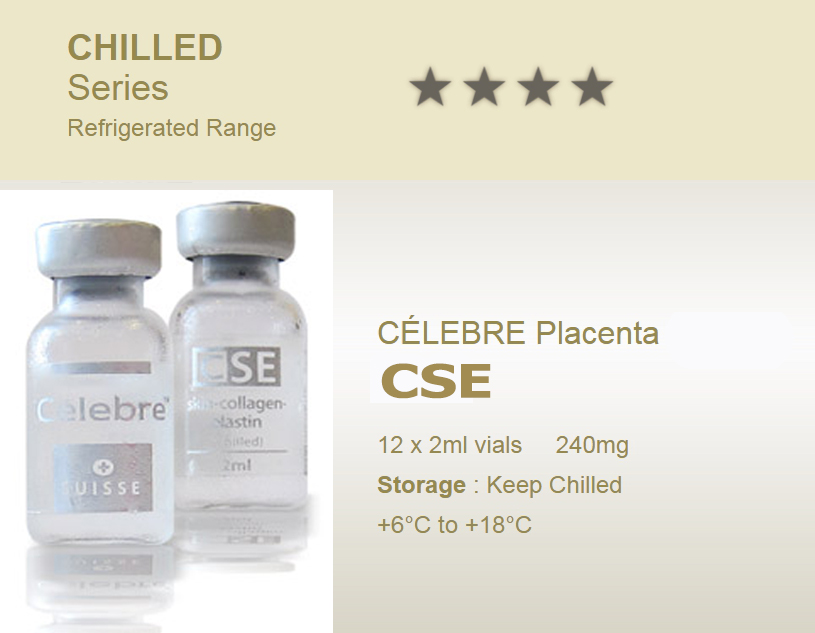 Célebre Skin-Collagen-Elastin (CSE) 12vials x 2ml 240mg Age-defying Super Extracts for Aesthetic Rejuvenation