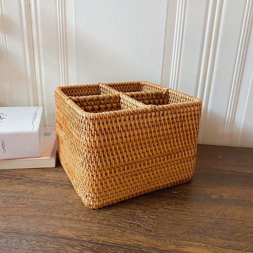 กล่องใส่ของ 4ช่อง โฮมคาเฟ่ กล่องมินิมอล พร็อพถ่ายรูป Rattanly Tray🤎