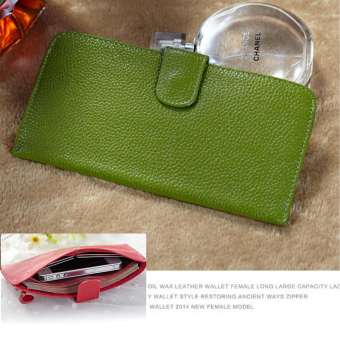 Korea Best Style กระเป๋าถือใส่เงิน-ใส่มือถือ หนังแท้ รุ่นA-209-1(สีเขียว)
