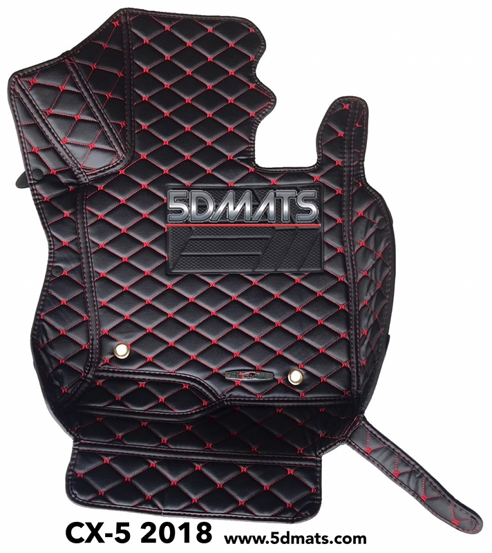 พรมปูพื้นรถยนต์6D MAZDA CX-5 2017-2021 สีดำด้ายแดง เต็มคัน