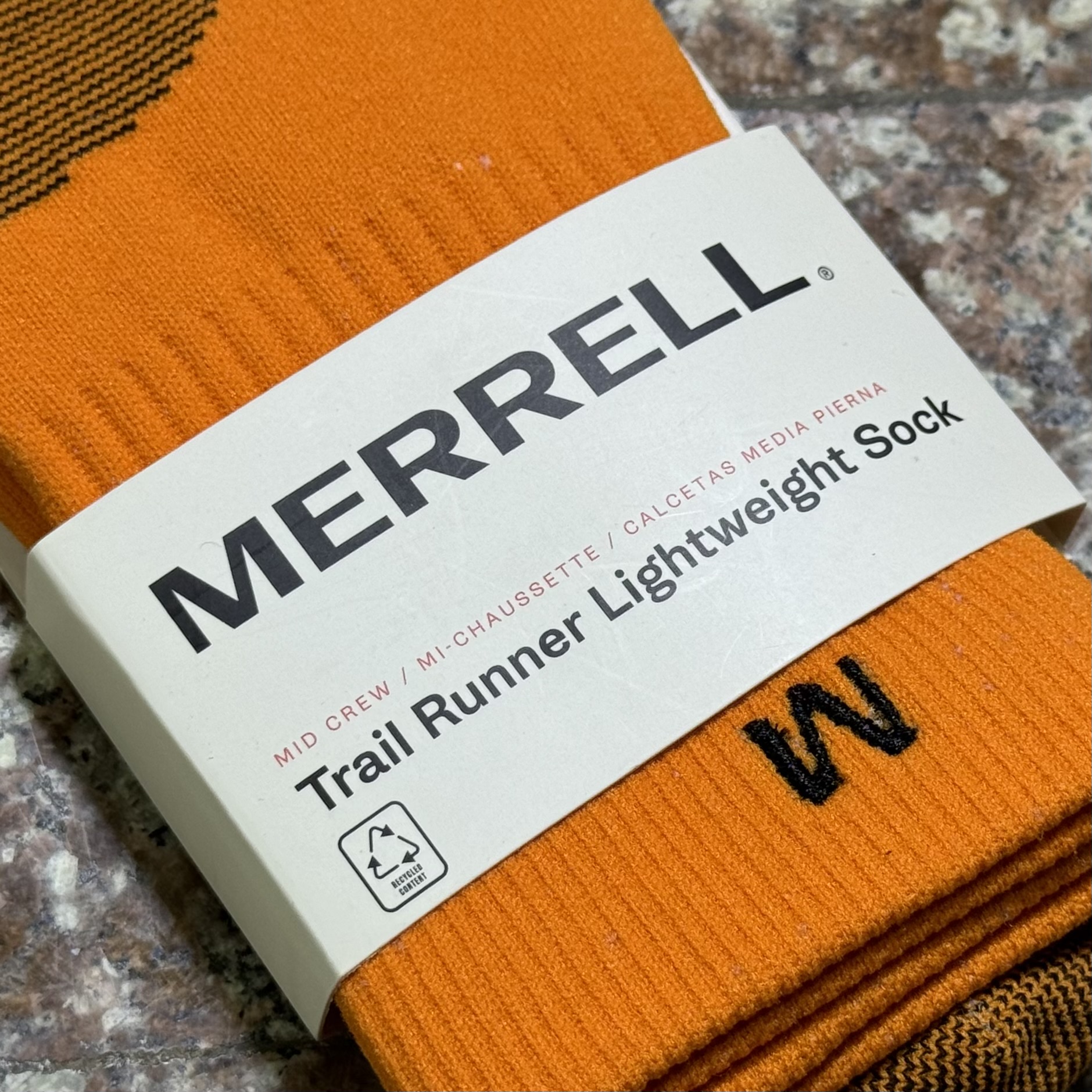 ถุงเท้าวิ่ง Merrell Trail Running Crew Socks ‘ORANGE’ (M)