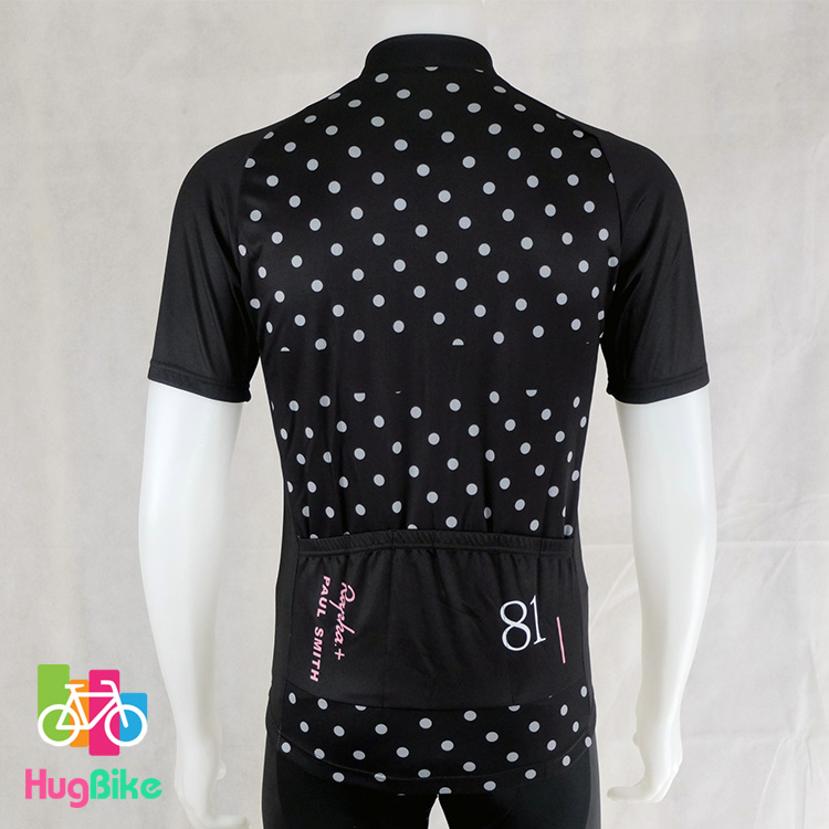 เสื้อจักรยานแขนสั้นทีม Rapha 16 (05) สีดำหน้าอกแถบชมพู