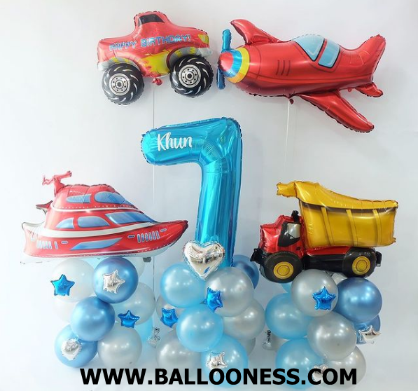 เซทฐานตั้งตัวเลข + ลูกโป่งฟอยล์ยานพาหนะ / Set Number stand + Foil Balloon Vehicle