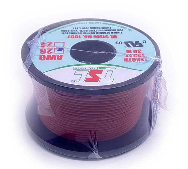 สายไฟอ่อน UL1007 ความยาวม้วนละ 100 ฟุต AWGขนาดต่างๆ (Standard Wire)