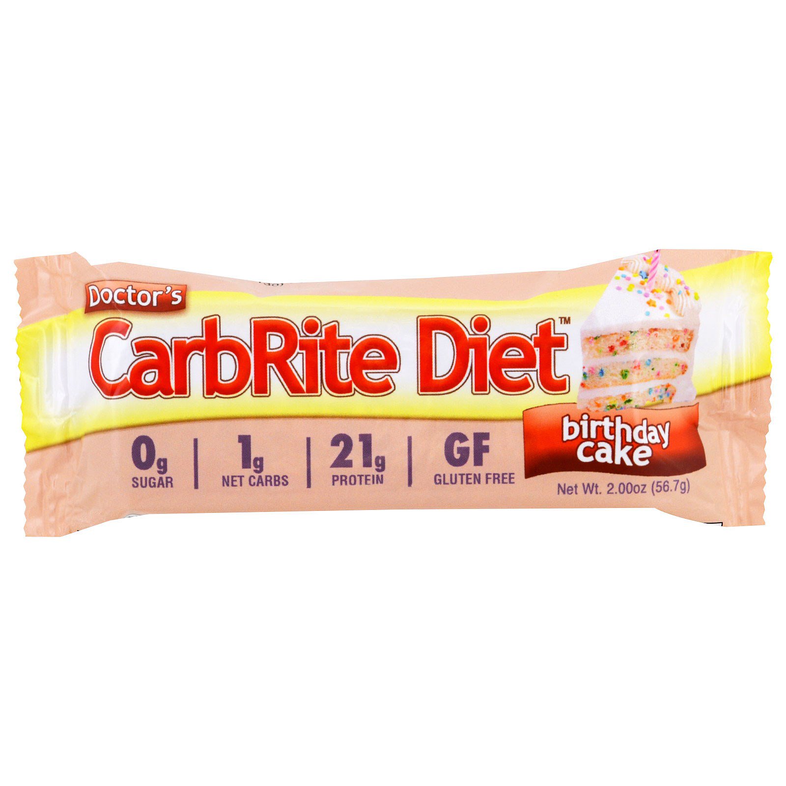 Universal Nutrition, Doctor's CarbRite Diet Bar, Birthday Cake, 12 Bars, 2 oz (56.7 g) Each