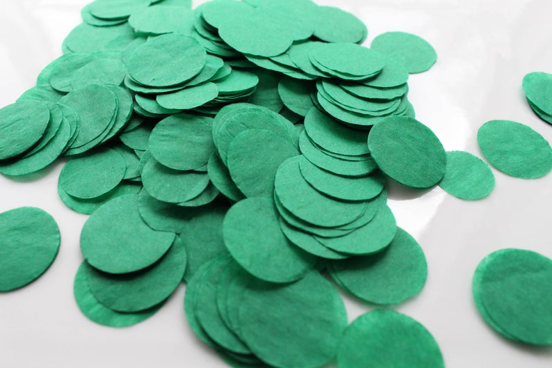 Paper Confetti กระดาษโปรยกลม กระดาษโปรยปาร์ตี้ 2.5CM สีเขียวเข้ม 100 กรัม