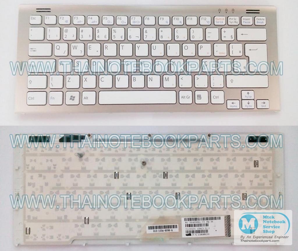 MT07381 คีย์บอร์ดโน๊ตบุ๊ค SONY Vaio VGN-SR 148088231 Keyboard Notebook (สินค้าใหม่,สีขาว,ภาษาอังกฤษ) 1