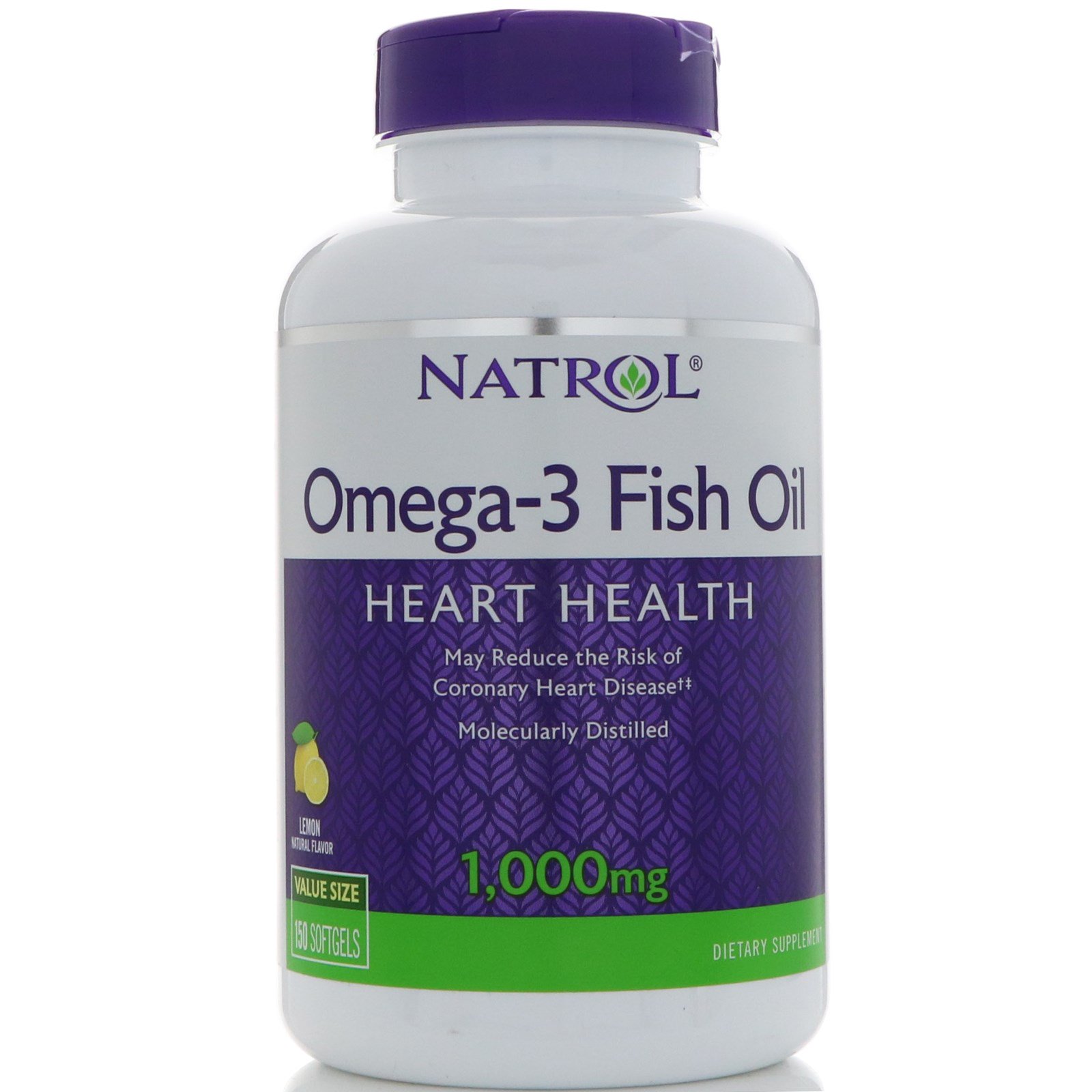 Natrol, Omega-3 Fish Oil, Lemon Flavor, 1,000 mg, 150 Softgels
