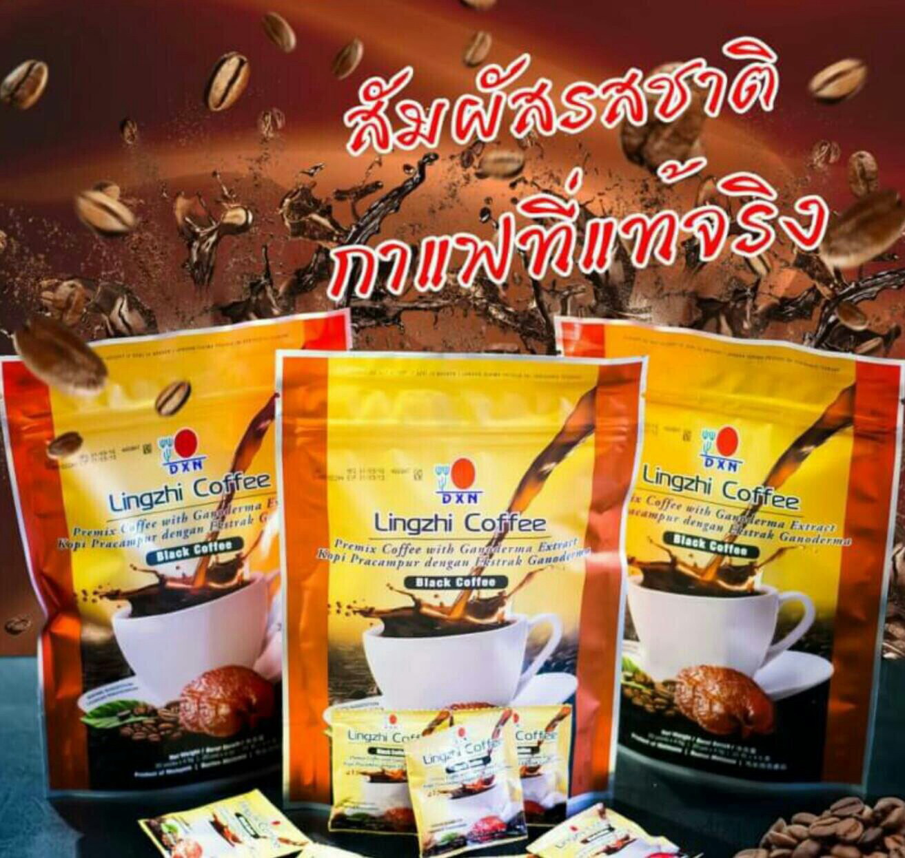 กาแฟดำผสมเห็ดหลินจือ Black Coffee DXN Lingzhi