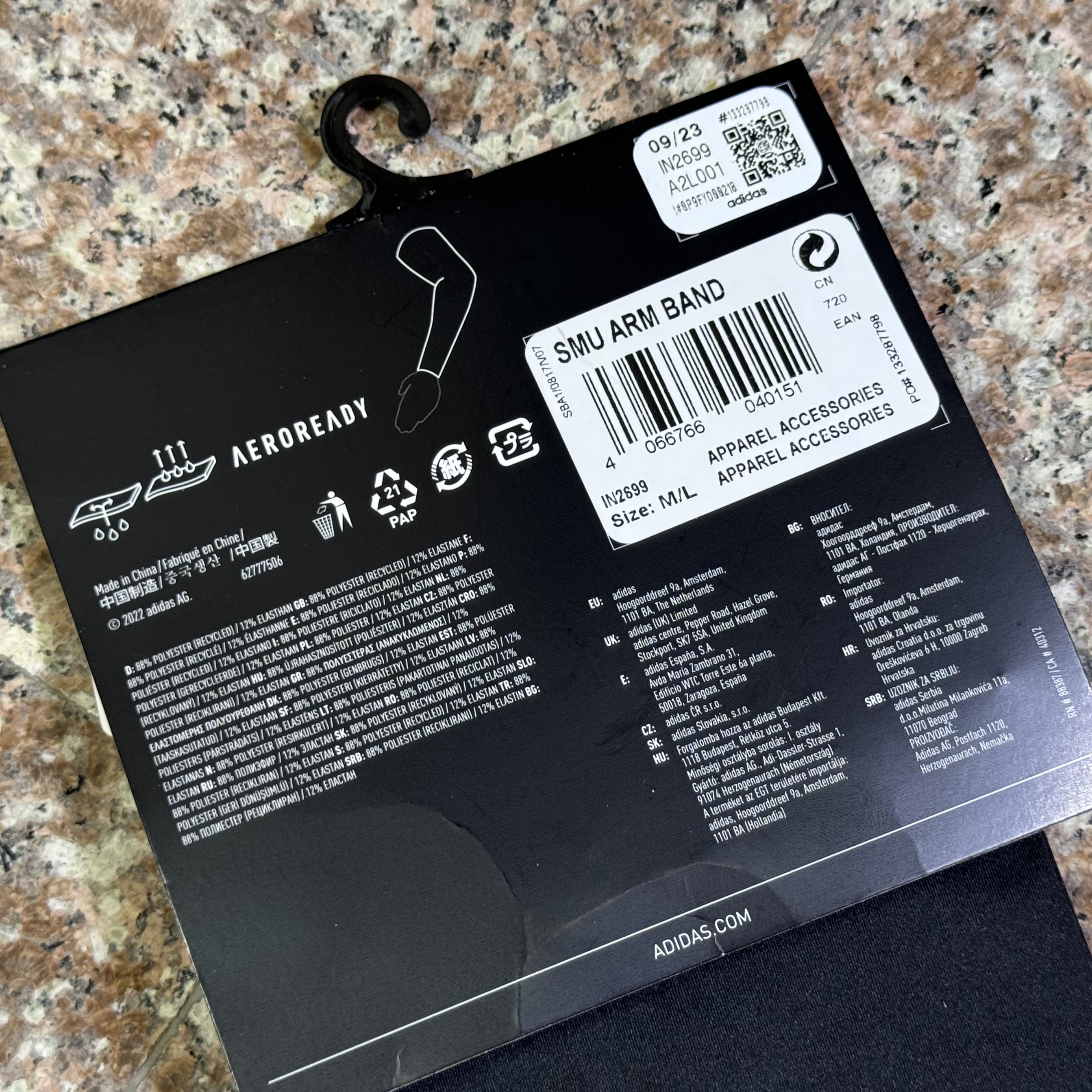 ปลอกแขน Adidas Golf Arm Sleeves ‘BLACK’ (M,L)